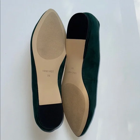 Nine West Speakup Almond Toe Flats in Green - Picture 3 of 3